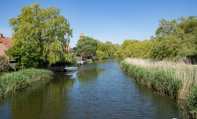 Fototapeta na wymiar view over the river with blue sky