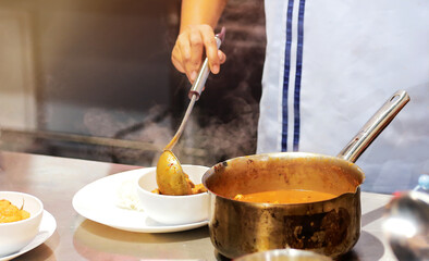 Chef cooking, Chef preparing food in the kitchen