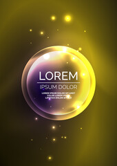 Glowing neon shiny transparent bubbles, glass circles or bio cell concept. Techno futuristic vector abstract background For Wallpaper, Banner, Background, Card, Book Illustration, landing page