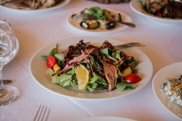 salad at a banquet in a restaurant