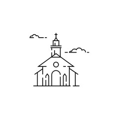 Funeral service icon set in linear style.