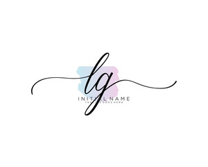 L G Initial handwriting logo vector