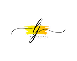 L J Initial handwriting logo vector