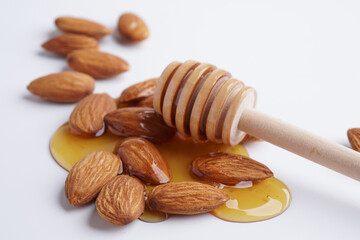 Honey and almond nuts or 