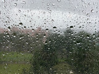 Raindrops on a window.