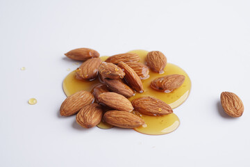 Honey and almond nuts or 