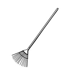 Garden forks. Garden fan pitchforks. Tools for earthworks and site cleaning. Hand drawn vector illustration in Doodle style.
