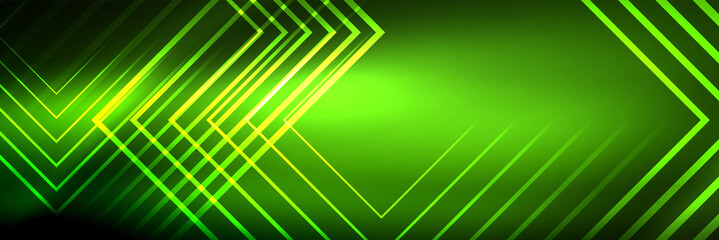 Shiny neon glowing techno lines, hi-tech futuristic abstract background template with square shapes