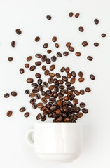 Close-up on the cup of coffee beans.