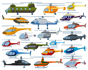 Helicopter vector cartoon set icon. Vector illustration copter on white background. Isolated cartoon set icon helicopter.