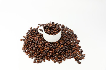 Close-up on the cup of coffee beans.