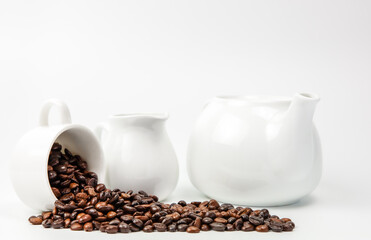 Close-up on the cup of coffee beans.