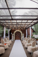 arch for a wedding ceremony of flowers in the park