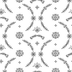 simple folk hand draw pattern. Black and white 