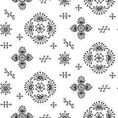 simple folk hand draw pattern. Black and white 
