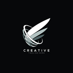 luxury wing logo white  color design template