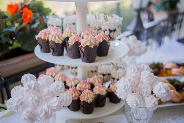 candy bar with sweets at the party