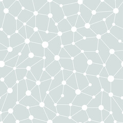 Obraz premium Neural network seamless pattern. Neural network of nodes and connections. Vector illustration on gray background