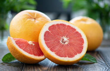 large ripe red grapefruits