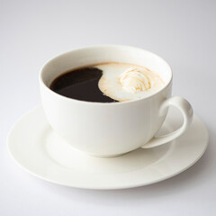 cup of black coffee with ice cream