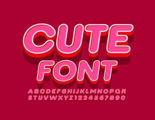 Vector cute emblem Kids Book with artistic Font. Creative Alphabet Letters and Numbers