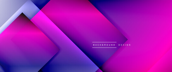 Square shapes composition, fluid gradient geometric abstract background. 3D shadow effects, modern design template