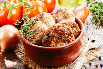 Burgers on the wooden table
