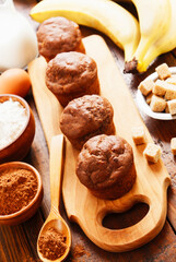 Chocolate muffins with banana