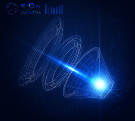 Obraz premium 3d model of modern industrial equipment on blue background