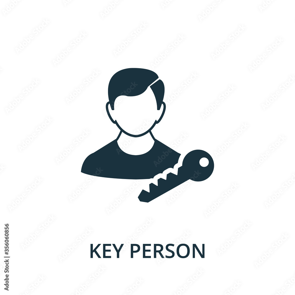 Poster key person icon from reputation management collection. simple line element key person symbol for tem