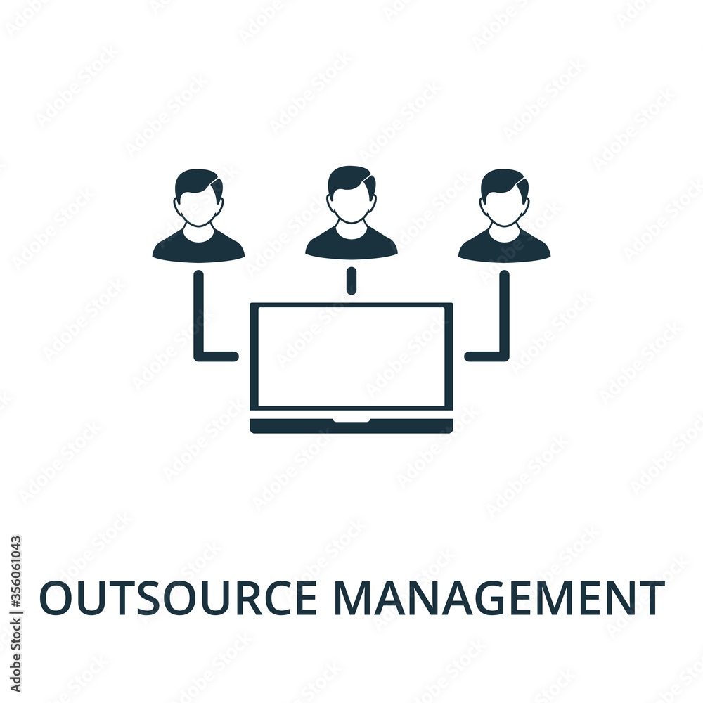 Aufkleber outsource management icon from reputation management collection. simple line element outsource manag
