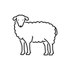Fototapeta premium Black line icon for sheep 