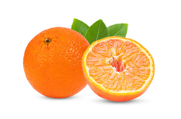 Mandarin, tangerine citrus fruit isolated on white background