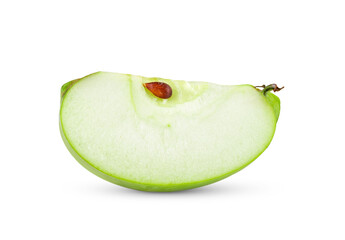 Green apple slice on white background