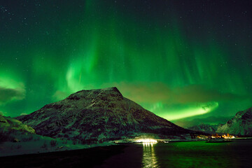 Northern Lights over Hammerstad Camping near Svolvaer in the Lofoten Islands