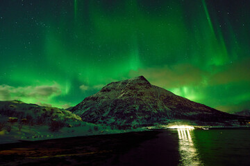 Northern Lights over Hammerstad Camping near Svolvaer in the Lofoten Islands
