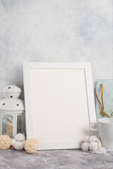 Layout, white frame on the background of the interior. For the inscription and advertising of fonts, logos, and prints.