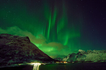 Northern Lights over Hammerstad Camping near Svolvaer in the Lofoten Islands