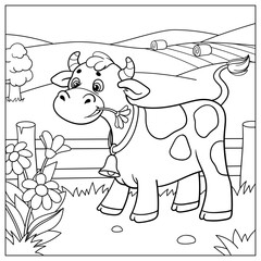 Obraz premium Young bull. Coloring book for children. Cartoon vector illustration.
