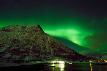 Northern Lights over Hammerstad Camping near Svolvaer in the Lofoten Islands