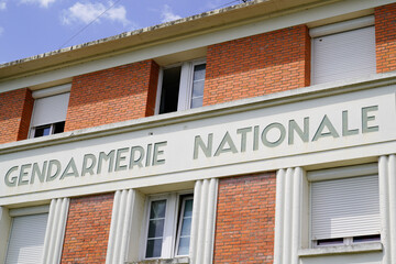 gendarmerie Nationale sign text logo on building office barrack means french military police