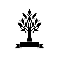 Tree with banner logo Isolated on white background