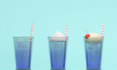 背景夏/クリームソーダ3DCGイラスト