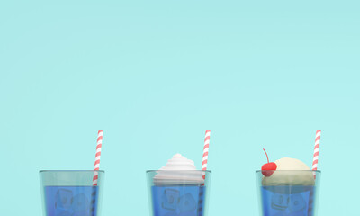 背景夏/クリームソーダ3DCGイラスト