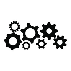 Set of gears, black outlines on a white background. Vector illustration, flat design, eps 10.