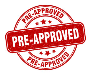pre-approved stamp. pre-approved label. round grunge sign