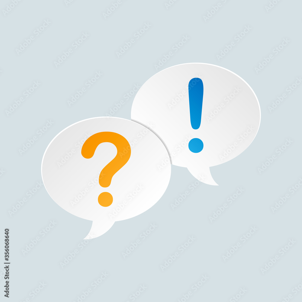 Poster paper speech bubbles with question and exclamation marks