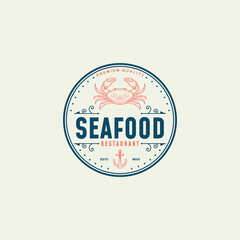 Vintage Crab Logo Design Illustration for Restaurant Business