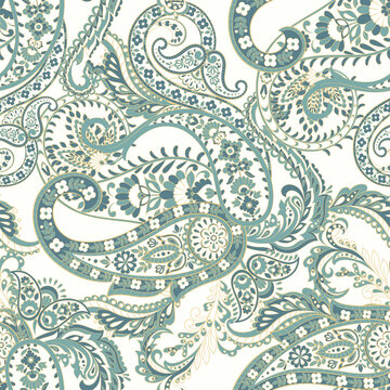 Seamless Paisley pattern in indian style. Floral vector illustration