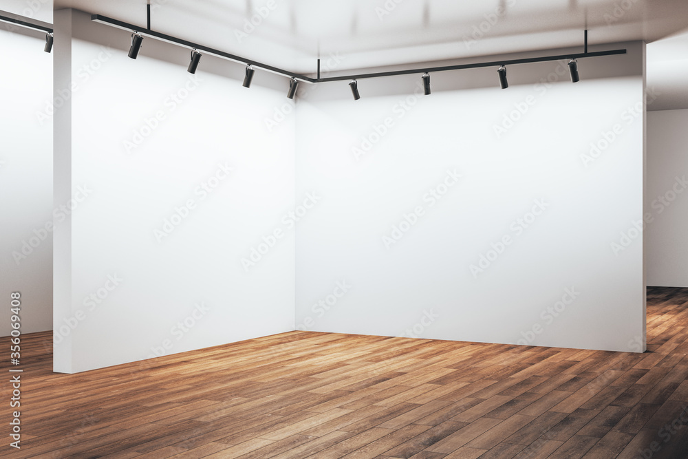 Poster modern gallery showroom with abstract empty wall